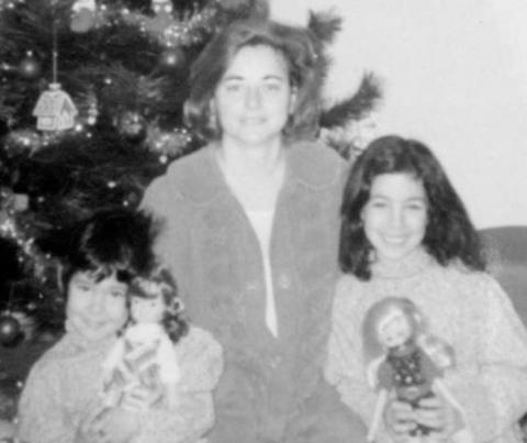 Jennifer with her mom Mary and her sister Maryanne Christmas 1974.